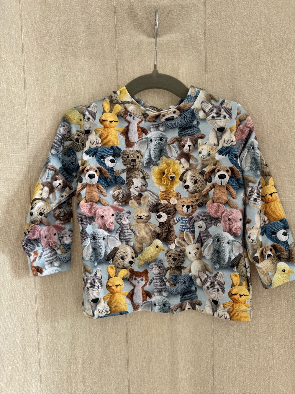 Molo Long-Sleeve Tee with Plush Toy All-Over Print - Multi